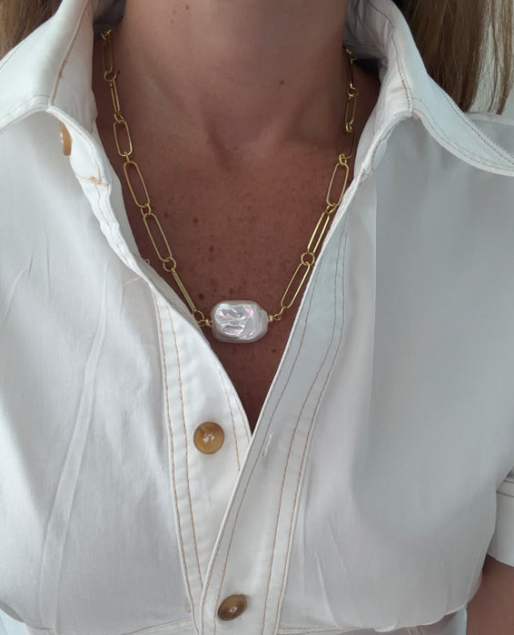 Pearl Paperclip Necklace