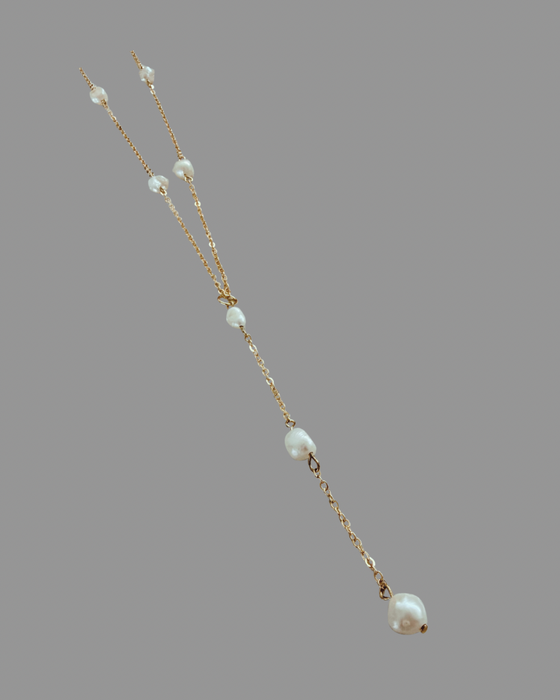 Pearl Drop Lariat Necklace