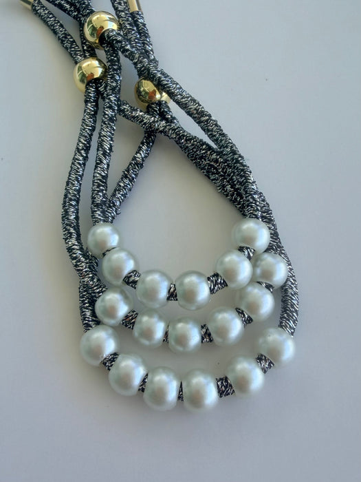 Metallic Pearl Bracelet Set Of 3