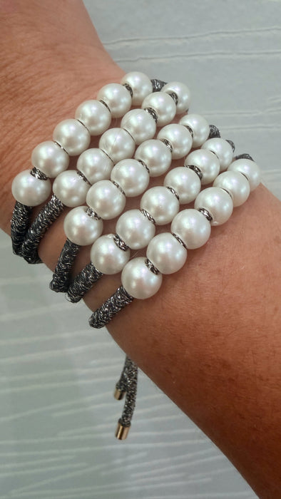 Metallic Pearl Bracelet Set Of 3