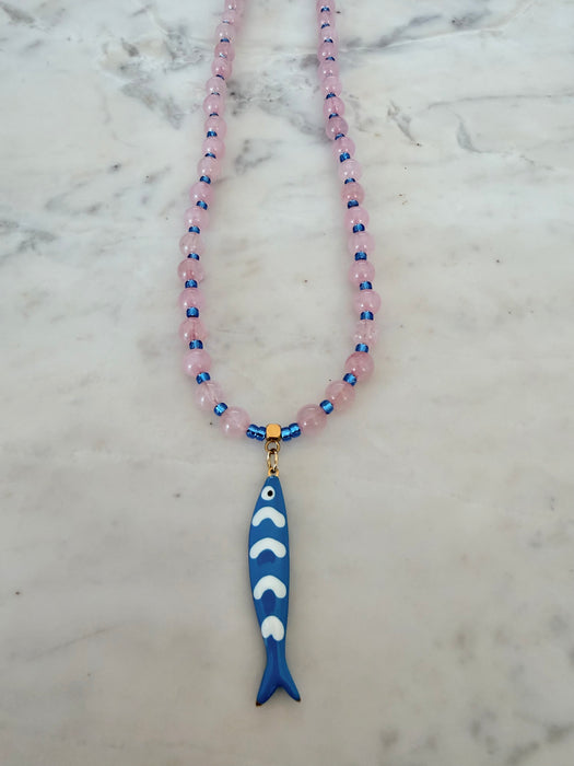 Blush Blue Fish Necklace