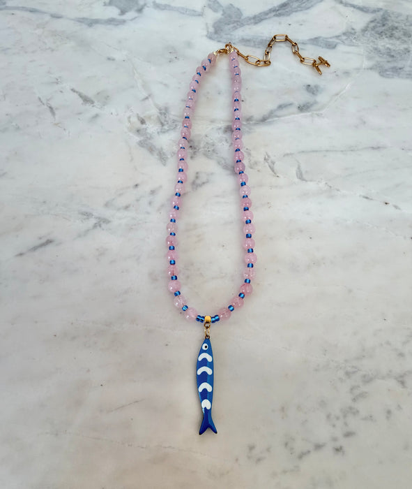 Blush Blue Fish Necklace